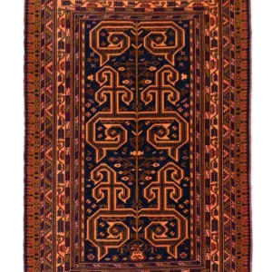 Afghan Teppich 132 x 98 cm - dunkelblau