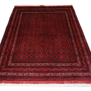 Afghan Teppich 195 x 151 cm - dunkelrot