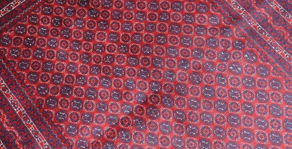 Afghan Teppich 195 x 151 cm - dunkelrot