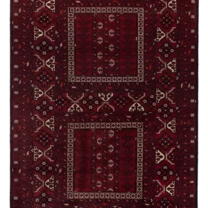 Afghan Teppich - 242 x 153 cm - dunkelrot