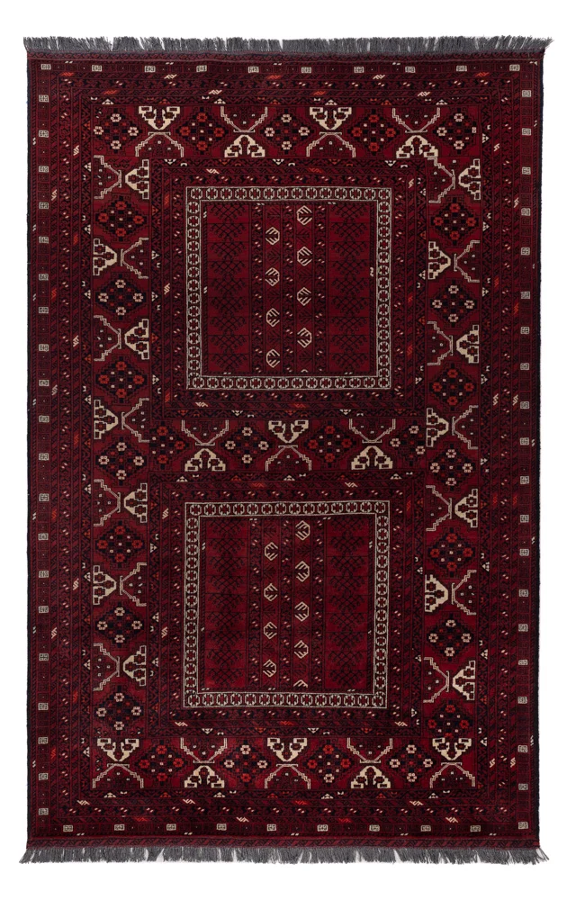Afghan Teppich - 242 x 153 cm - dunkelrot
