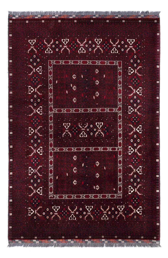 Afghan Teppich - 245 x 167 cm - dunkelrot