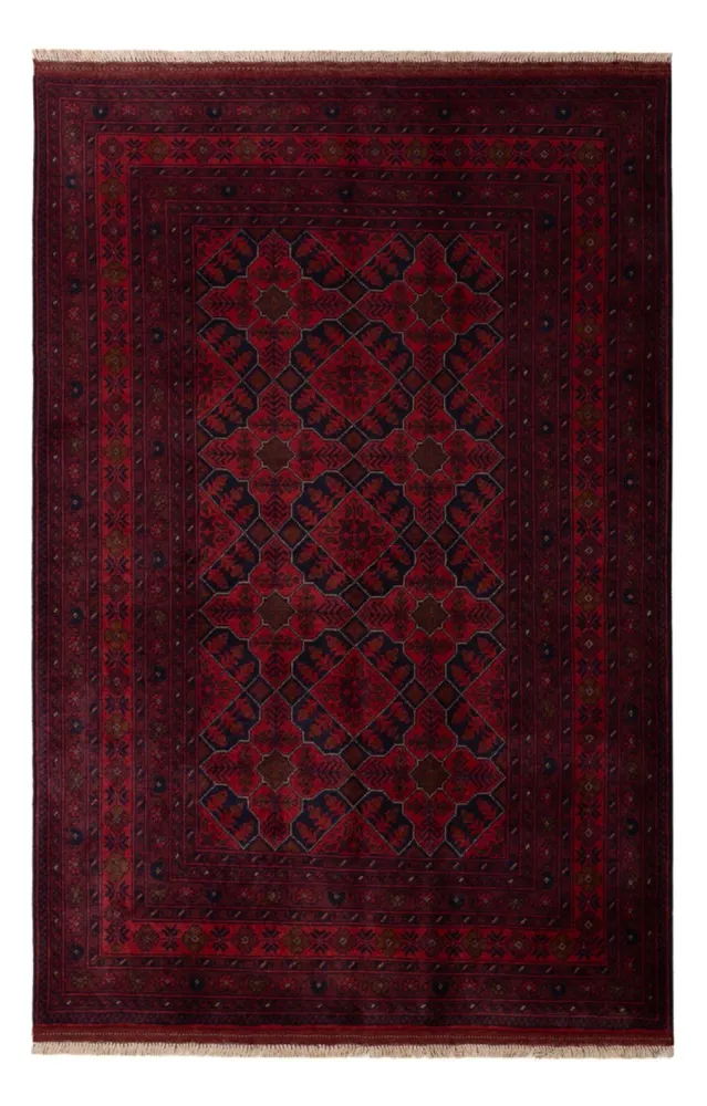Afghan Teppich - Kunduz - 193 x 125 cm - dunkelrot