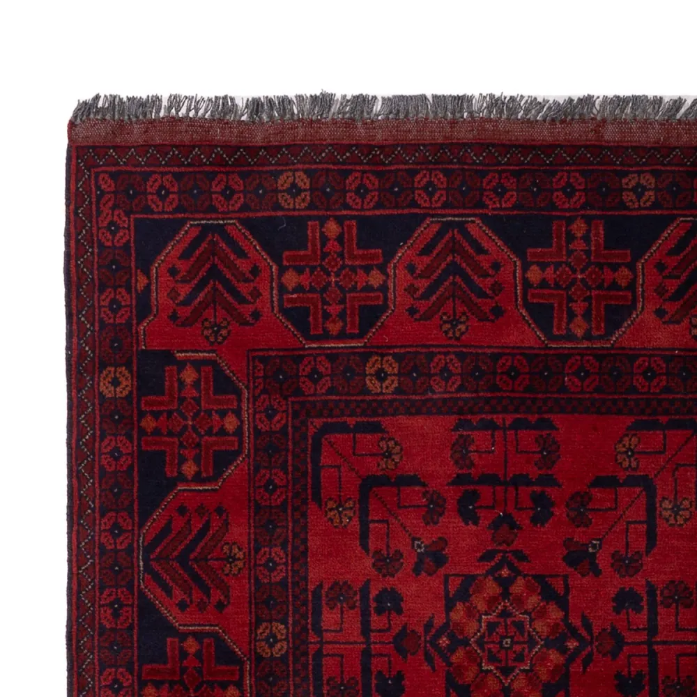 Afghan Teppich - Kunduz - 194 x 133 cm - dunkelrot