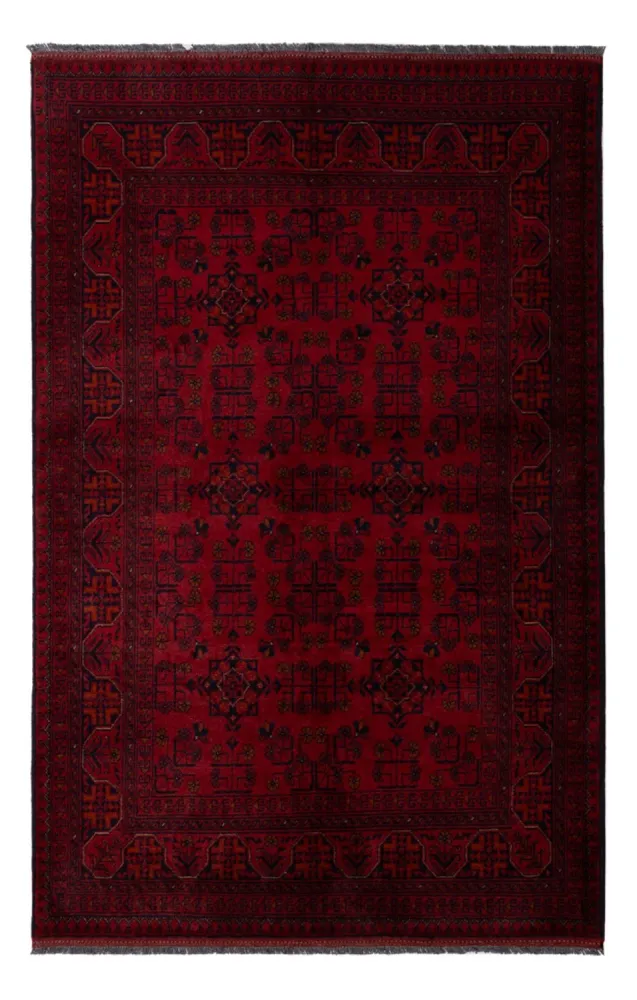 Afghan Teppich - Kunduz - 198 x 129 cm - dunkelrot