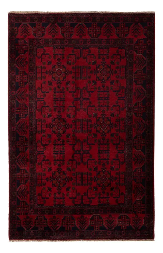 Afghan Teppich - Kunduz - 201 x 129 cm - dunkelrot