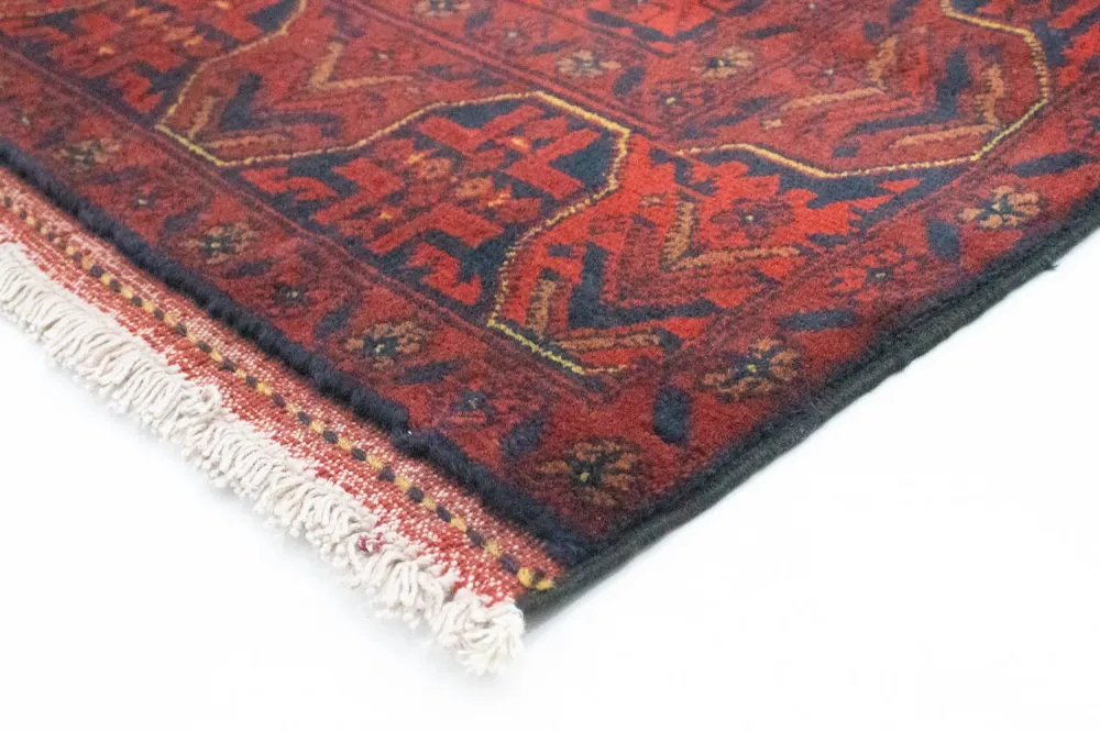 Afghan Teppich - Kunduz 290 x 80 cm - dunkelrot