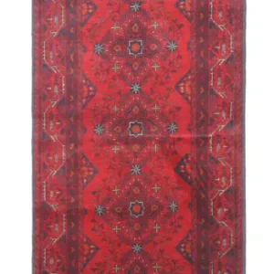 Afghan Teppich - Kunduz 299 x 86 cm - dunkelrot