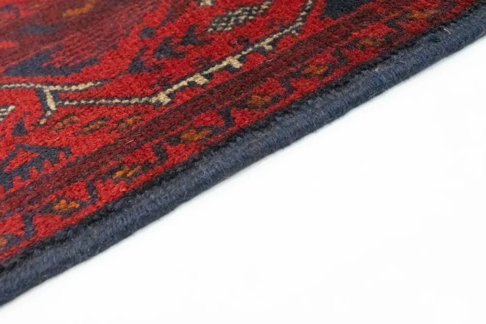 Afghan Teppich - Kunduz 299 x 86 cm - dunkelrot
