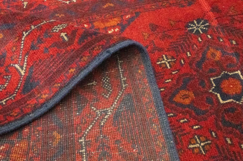 Afghan Teppich - Kunduz 299 x 86 cm - dunkelrot