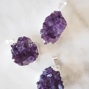 Amethyst Anhänger 925er Sterlingsilber Galvanisiert ca. 2-3 cm - aus Uruguay