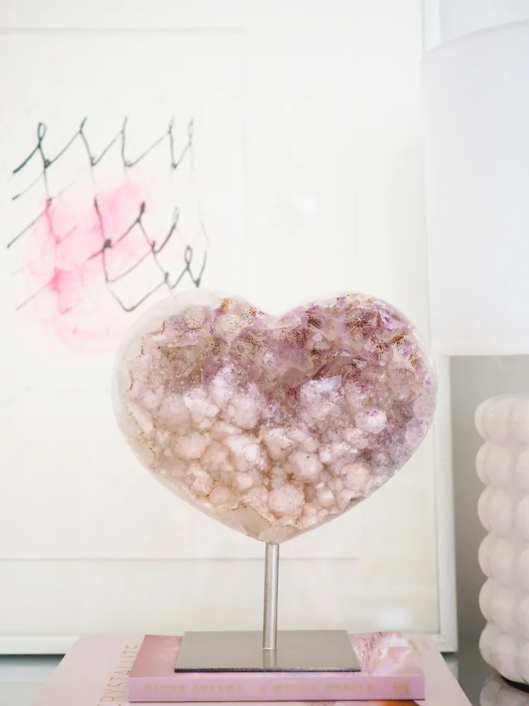 Amethyst Herz auf Halter . Ständer 18cm - aus Brasilien