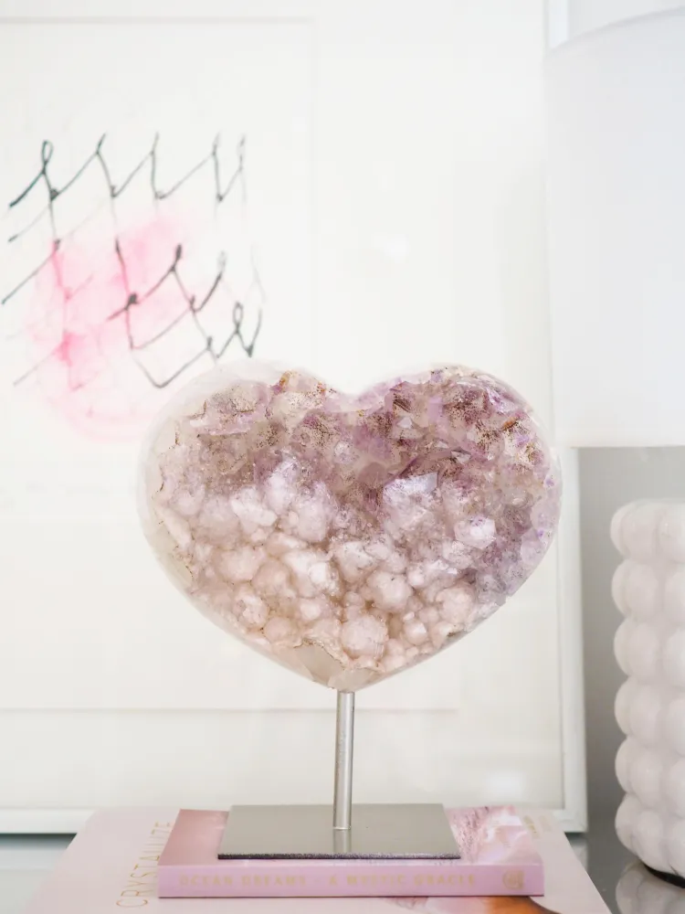 Amethyst Herz auf Halter . Ständer 18cm - aus Brasilien