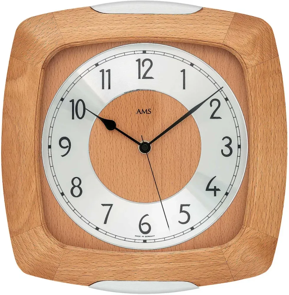AMS Wanduhr Holz 5804/18 Buche