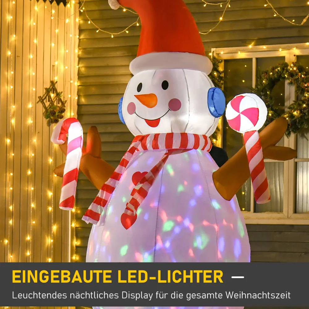 Aufblasbarer Schneemann mit rotierender Beleuchtung, 240 cm mit LED-Beleuchtung. Weihnachten Deko Luftfigur