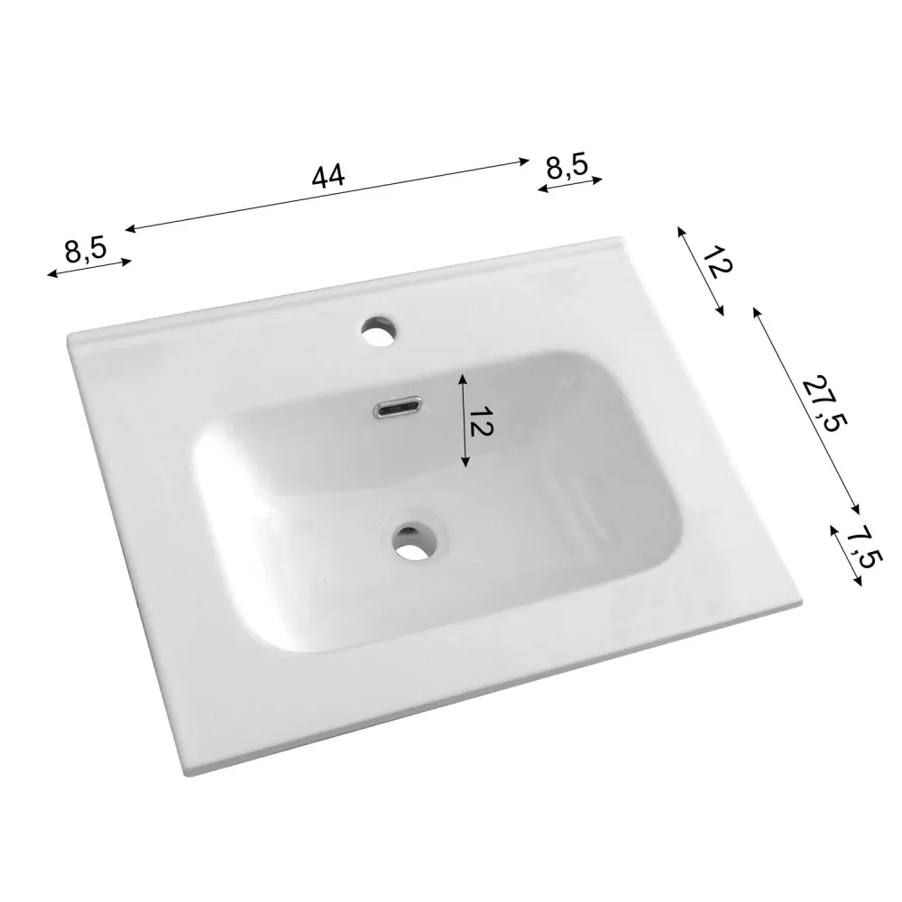 Badezimmerkombination mit Waschbecken und beleuchtetem Spiegelschrank Modell KoraXL03 60 cm Dunkle Eiche