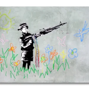 Banksy Kunstdruck - Leinwand mit Keilrahmen - Crayola Shooter