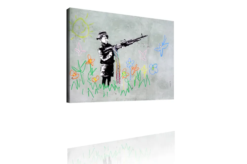Banksy Kunstdruck - Leinwand mit Keilrahmen - Crayola Shooter