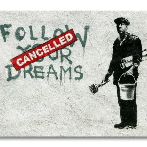 Banksy Kunstdruck - Leinwand mit Keilrahmen - Follow your Dreams