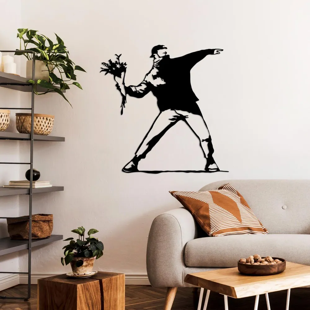 Banksy Metal 1 Wanddeko - Schwarz