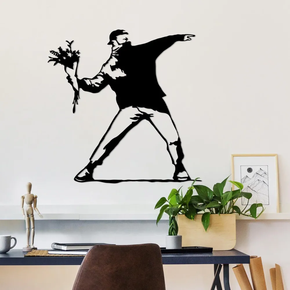 Banksy Metal 1 Wanddeko - Schwarz