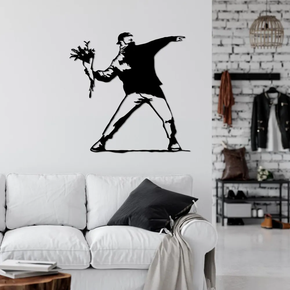 Banksy Metal 1 Wanddeko - Schwarz
