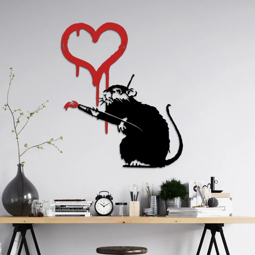 Banksy Metal 8 Wanddeko - Weiss