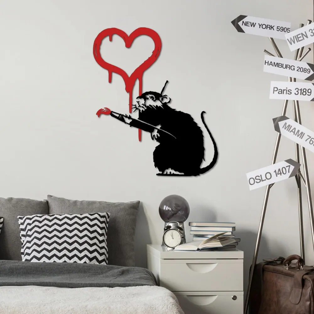 Banksy Metal 8 Wanddeko - Weiss