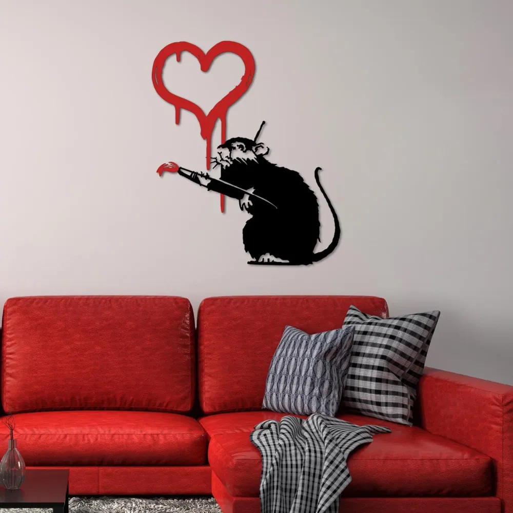 Banksy Metal 8 Wanddeko - Weiss