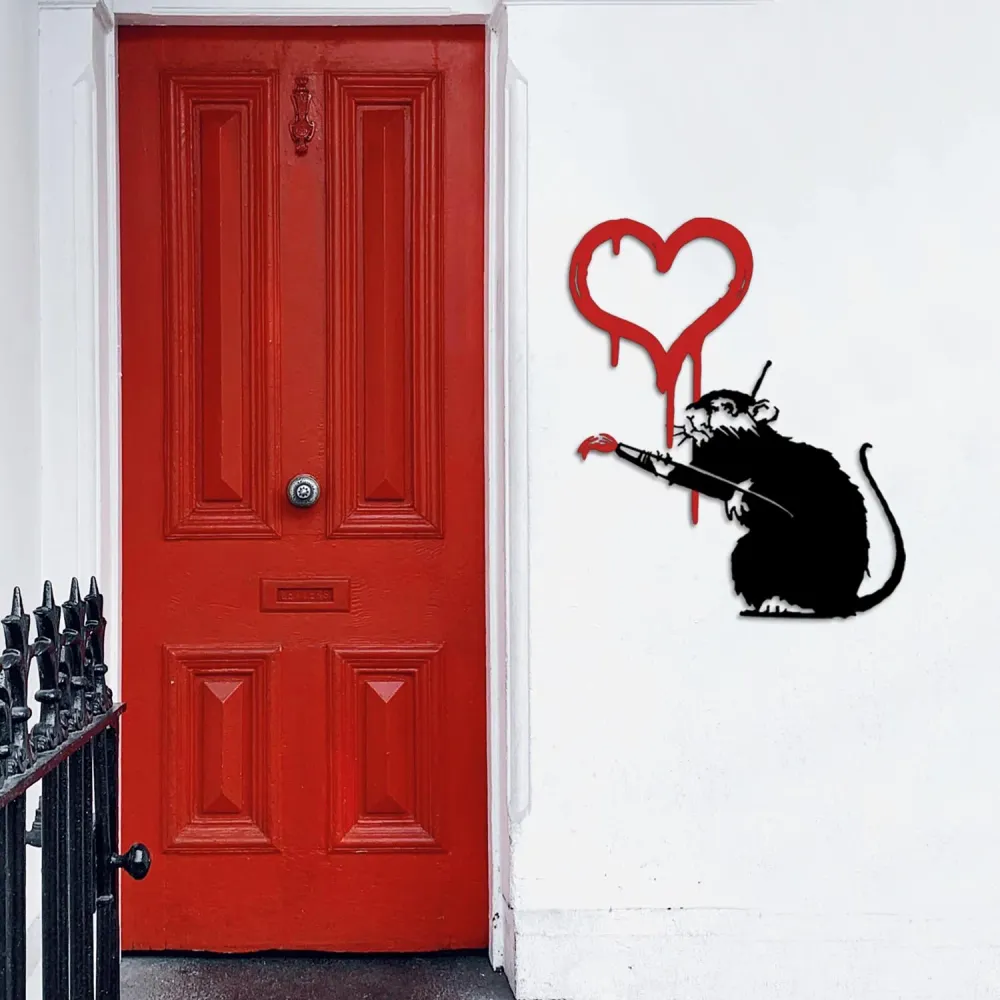 Banksy Metal 8 Wanddeko - Weiss