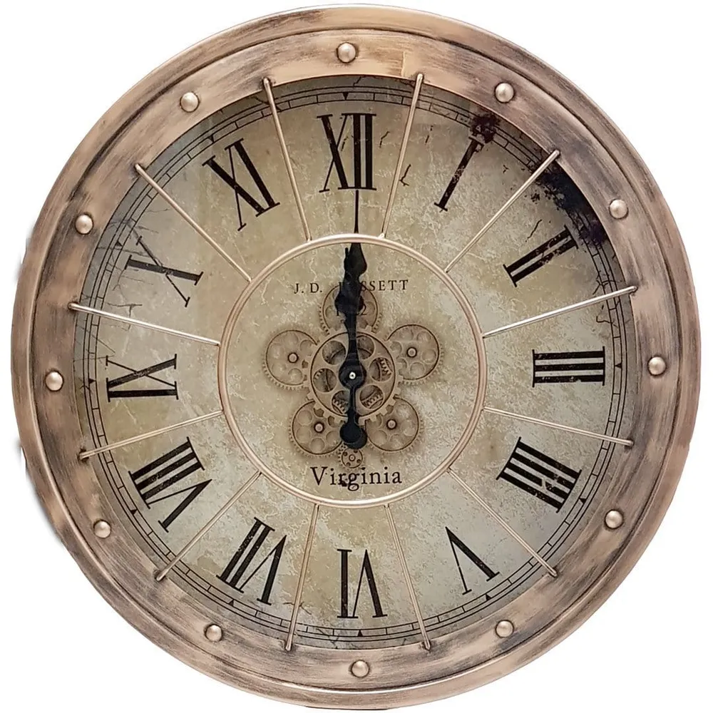 Basset Round 80cm Moving Cogs Wanduhr – Kupfer