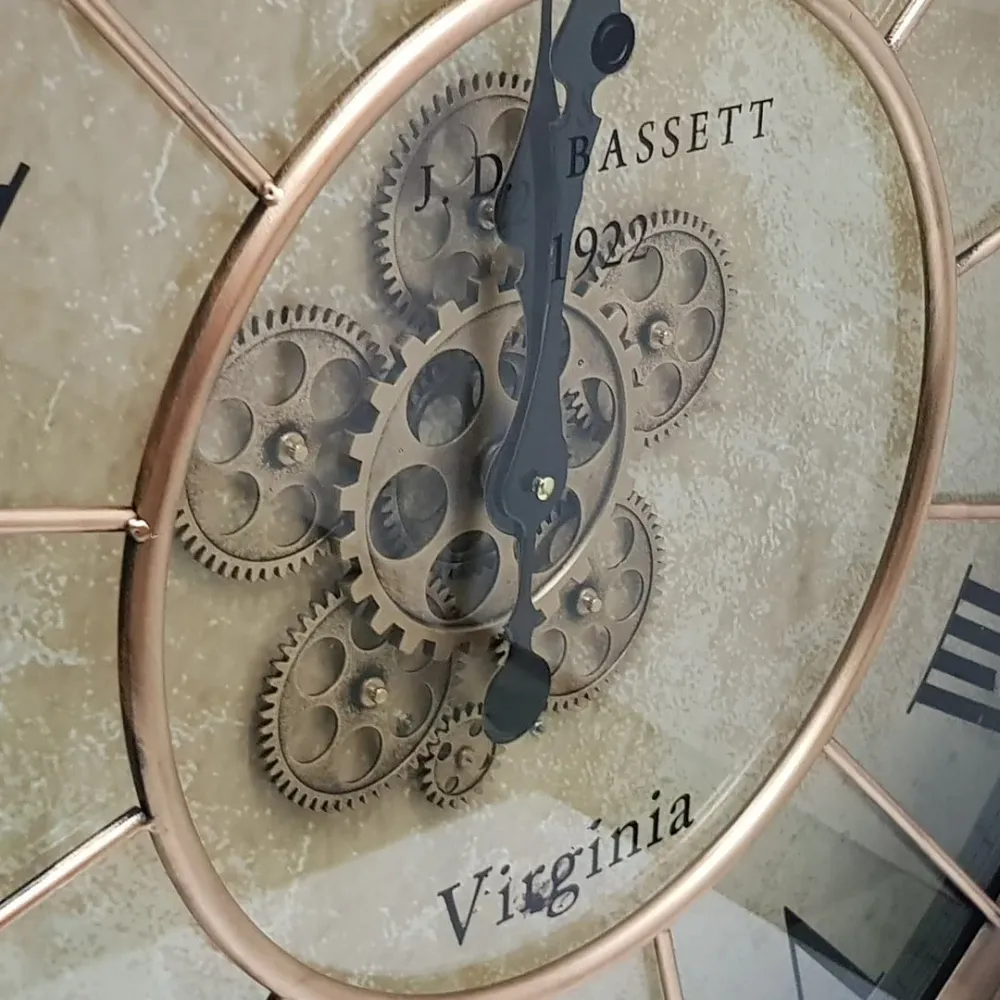 Basset Round 80cm Moving Cogs Wanduhr – Kupfer