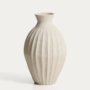 Beige Pappmaché-Vase Arquena, 67 cm