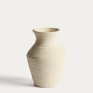 Beige Pappmaché-Vase Pria, 25 cm