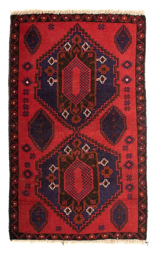 Belutsch Teppich 140 x 92 cm - dunkelrot