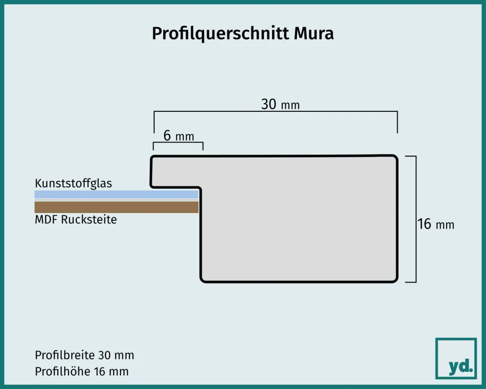 Bilderrahmen 20x60 cm - Ahorn Dekor - MDF - Mura