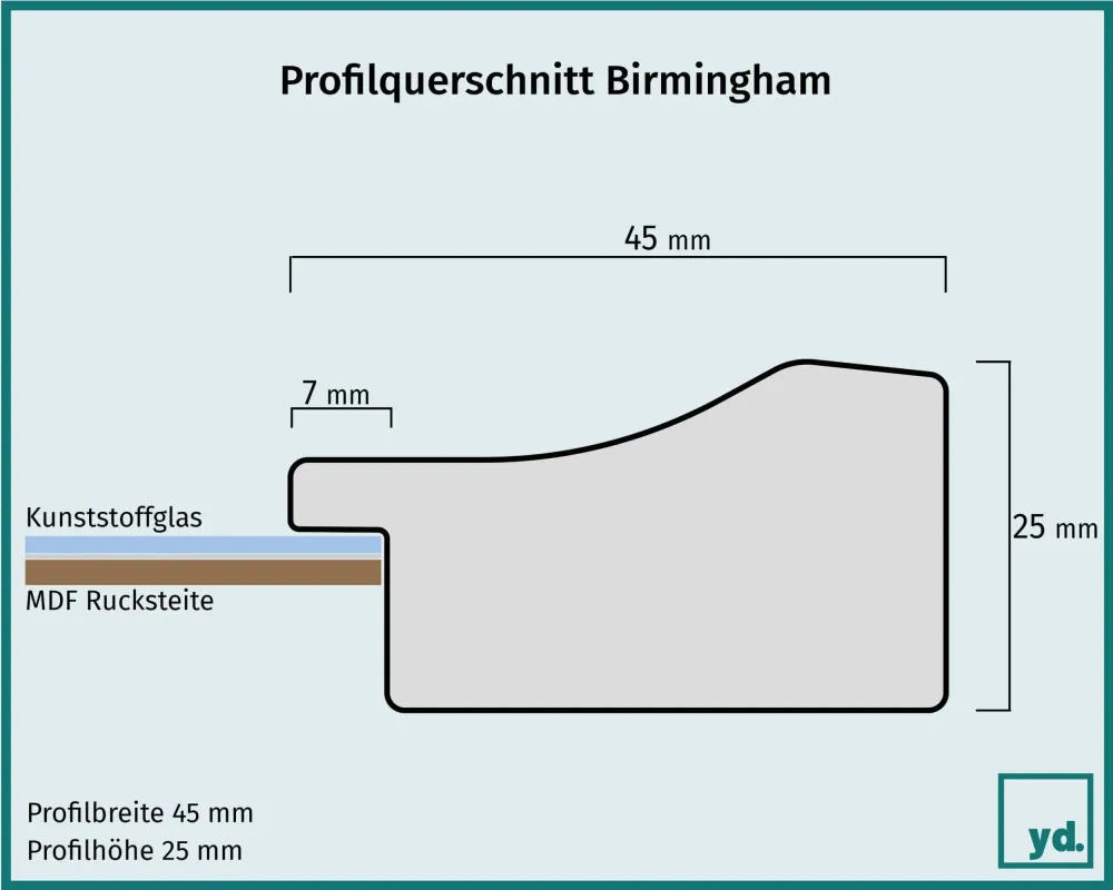 Bilderrahmen 20x60 cm - Schwarz Silber Poliert - Holz - Birmingham