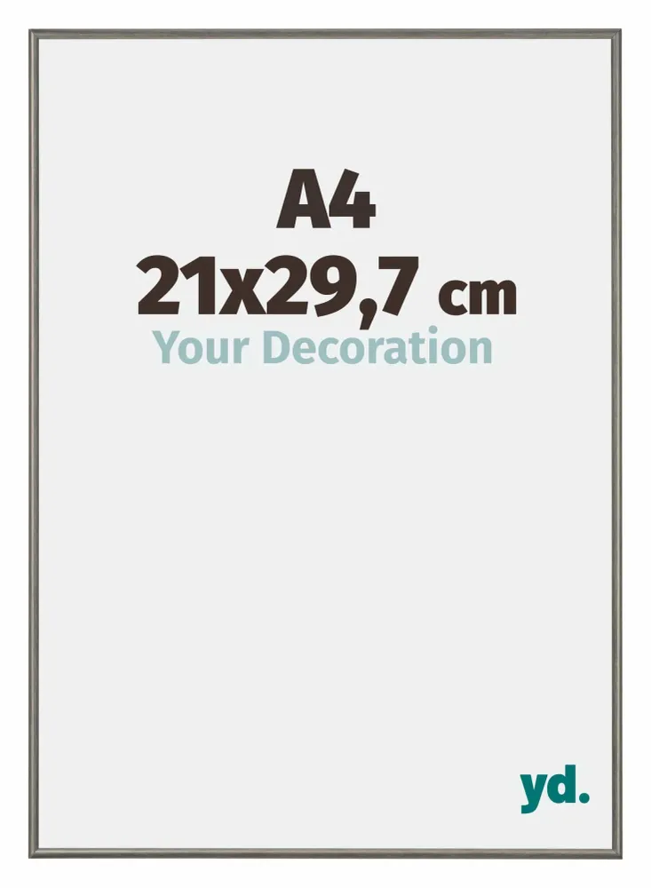 Bilderrahmen A4 - 21x29,7 cm - DIN A4 Mercury Struktur - Aluminium - New York