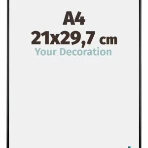 Bilderrahmen A4 - 21x29,7 cm - DIN A4 Schwarz Hochglanz - Aluminium - Kent