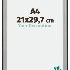 Bilderrahmen A4 - 21x29,7 cm - DIN A4 Schwarz Silber Poliert - Holz - Birmingham