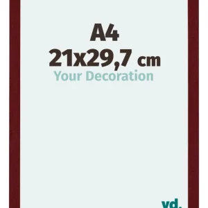 Bilderrahmen A4 - 21x29,7 cm - DIN A4 Weinrot Gewischt - MDF - Mura
