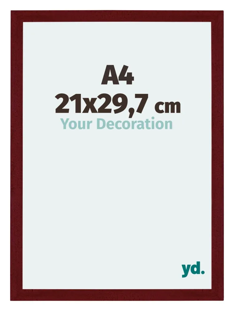 Bilderrahmen A4 - 21x29,7 cm - DIN A4 Weinrot Gewischt - MDF - Mura