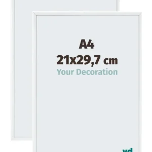 Bilderrahmen A4 - 21x29,7 cm - DIN A4 Weiss - 2 Stück - Aluminium - Aurora