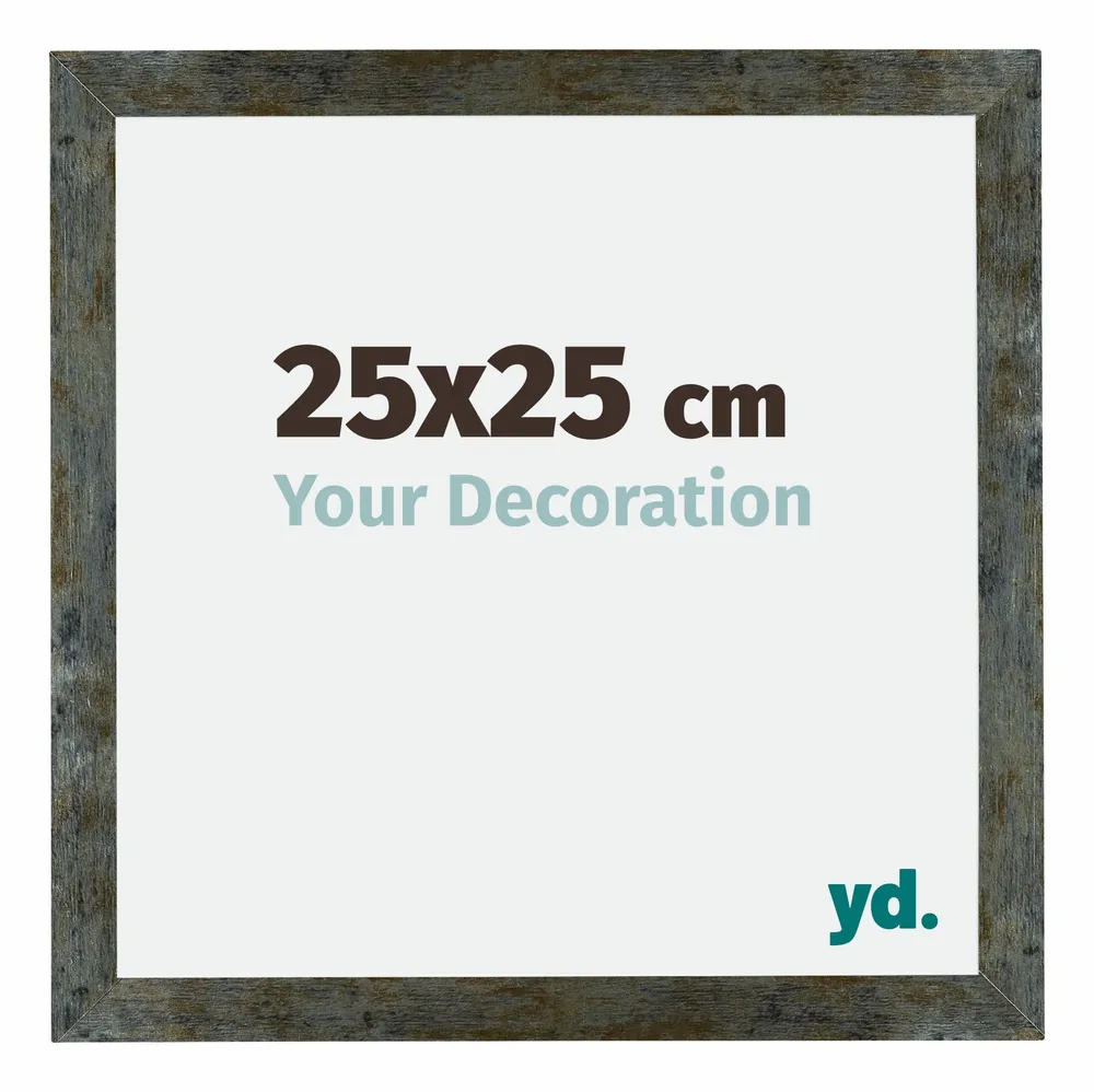 Bilderrahmen 25x25 cm - Blau Gold Meliert - MDF - Mura