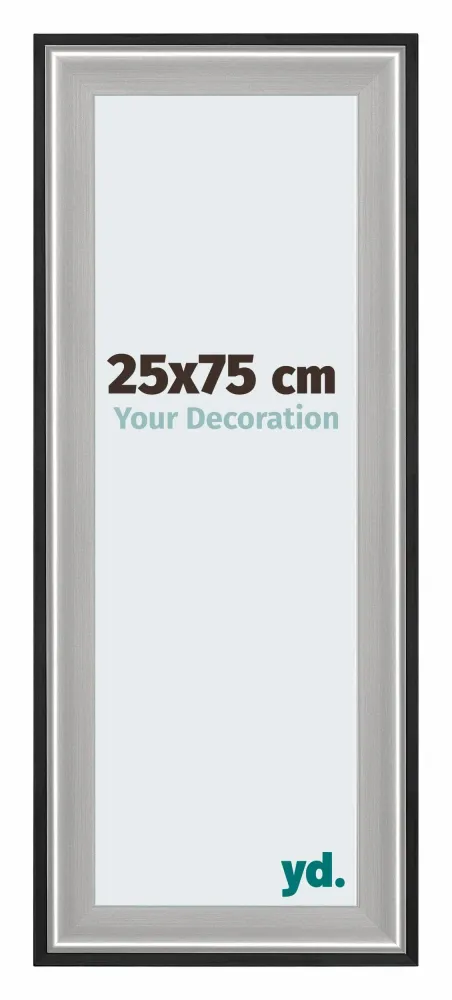 Bilderrahmen 25x75 cm - Schwarz Silber Poliert - Holz - Birmingham
