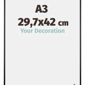 Bilderrahmen A3 - 29,7x42 cm - DIN A3 Schwarz Hochglanz - Aluminium - Kent