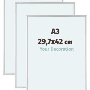 Bilderrahmen A3 - 29,7x42 cm - DIN A3 Silber - 3 Stück - Aluminium - Aurora
