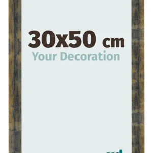 Bilderrahmen 30x50 cm - Blau Gold Meliert - MDF - Pisa