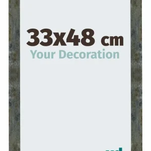 Bilderrahmen 33x48 cm - Blau Gold Meliert - MDF - Mura