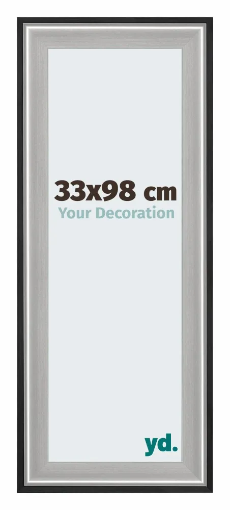 Bilderrahmen 33x98 cm - Schwarz Silber Poliert - Holz - Birmingham